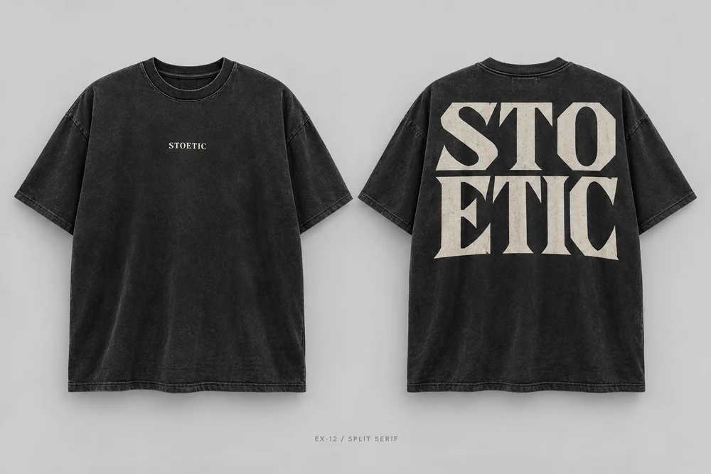 Split Serif, front and back concept board